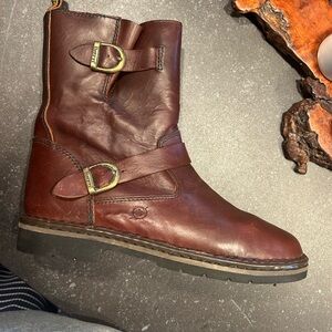 Born burgundy/reddish in color rising boot.